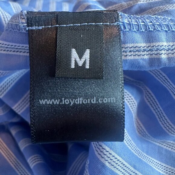 Loyd/Ford Blue White Stripe Midi Dress Strapless 100% Cotton Size Medium Women's - Picture 11 of 13